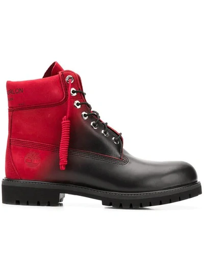Shop Marcelo Burlon County Of Milan X Timberland Colour Contrast Lace-up Boots In Black