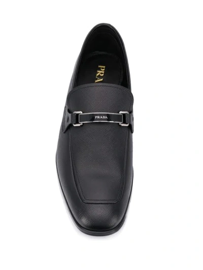 Shop Prada Logo Plaque Loafers In F0002 - Black