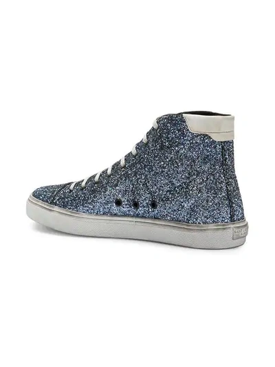 Shop Saint Laurent Bedford Glitter Hi-top Sneakers In Blue