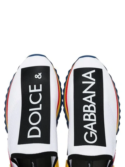 Shop Dolce & Gabbana White Sorrento Knitted Sock Sneakers