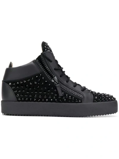 Shop Giuseppe Zanotti Studded Hi Tops In Black