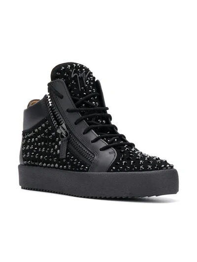 Shop Giuseppe Zanotti Studded Hi Tops In Black