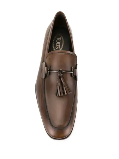 Shop Tod's Buckle-detailed Loafers In Brown