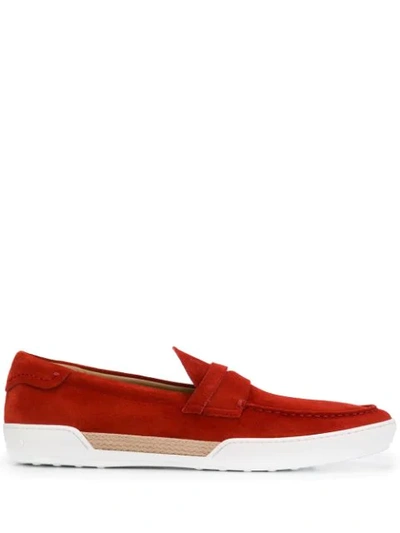 Shop Tod's Penny Loafers In Red