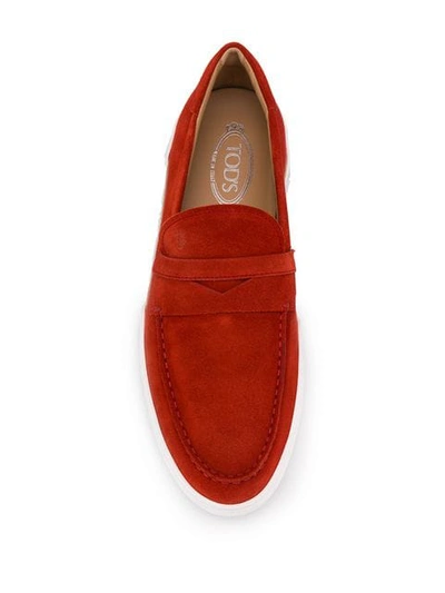 Shop Tod's Penny Loafers In Red