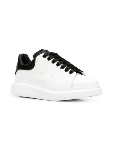 Alexander Mcqueen Python-effect Trimmed Leather Sneakers In White ,black