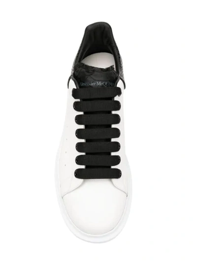 Alexander Mcqueen Python-effect Trimmed Leather Sneakers In White ,black