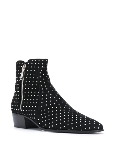 Shop Balmain Micro Studded Ankle Boots In Black