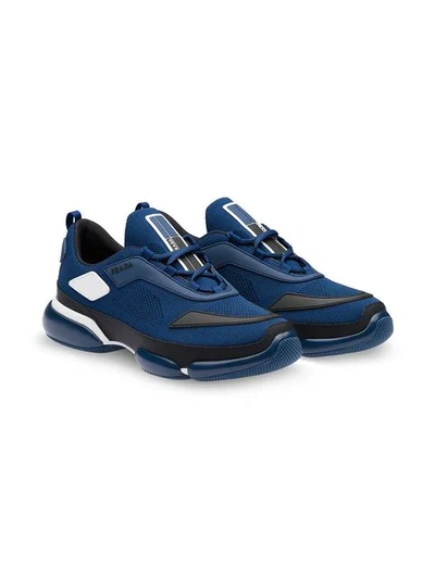 Shop Prada Cloudbust Knitted Sneakers In Blue