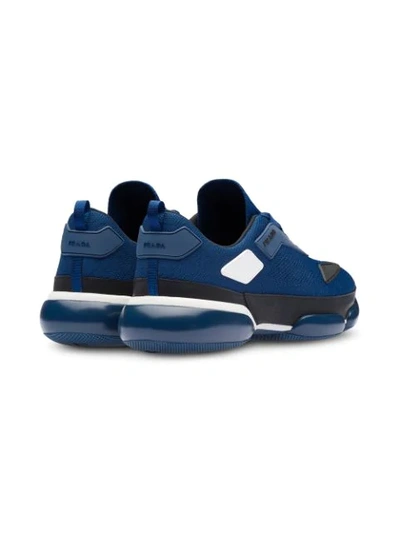 Shop Prada Cloudbust Knitted Sneakers In Blue