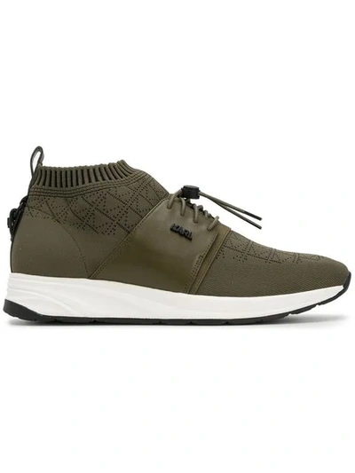 Shop Karl Lagerfeld Vektor Mid K/knit Runner Sneakers - Green