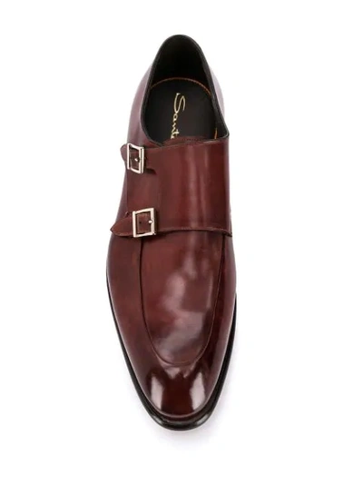 Shop Santoni Classic Monk Shoes In Brown