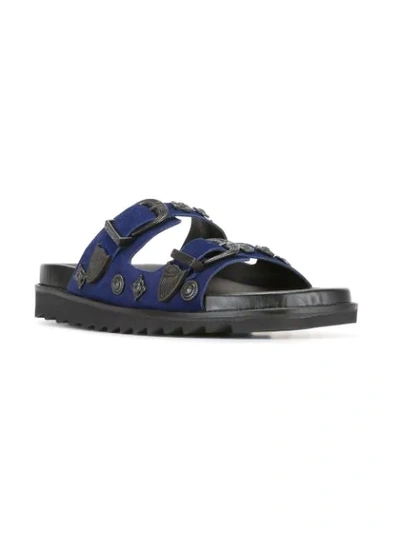 Shop Toga Virilis Buckled Sandals In Navy Suede