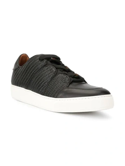 ERMENEGILDO ZEGNA WOVEN LACE-UP SNEAKERS - 黑色