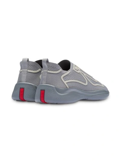 Shop Prada Waffle-texture Sneakers In Grey