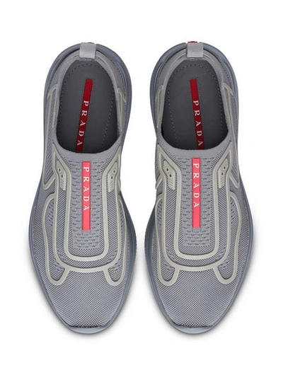 Shop Prada Waffle-texture Sneakers In Grey