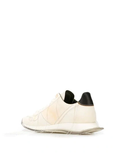 Shop Rick Owens Lace Up Sneakers In 71r910 Bleach/rightblack/milk/clearsole