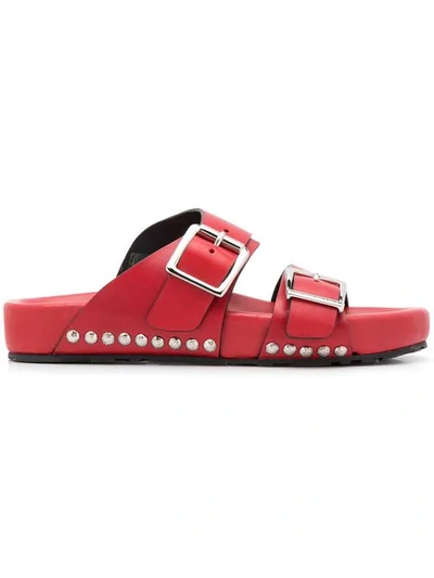 Shop Alexander Mcqueen Hammered Slide Sandals In Red