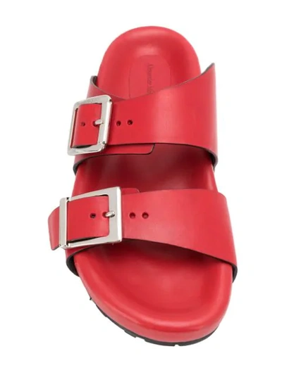 Shop Alexander Mcqueen Hammered Slide Sandals In Red