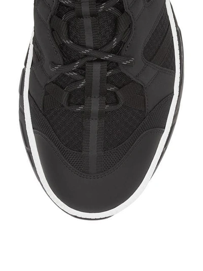 Shop Burberry Monogram Motif Mesh And Nubuck High-top Sneakers In Black