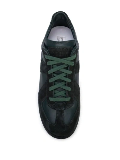 Shop Maison Margiela Panelled Sneakers In Green ,black