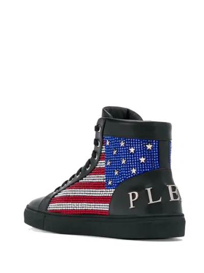 Shop Philipp Plein Hi-top Flag Sneakers In Black