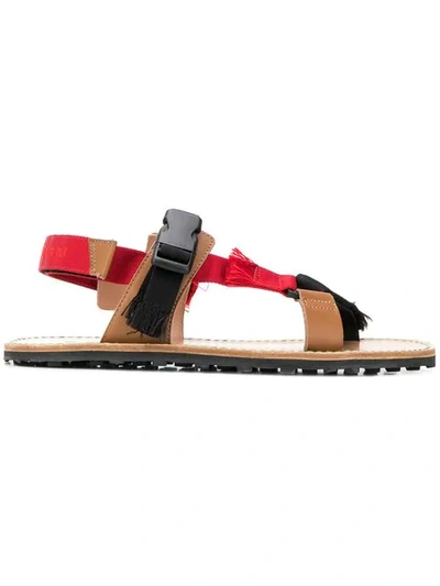 Shop Marni Velcro-straps Sandals In Black