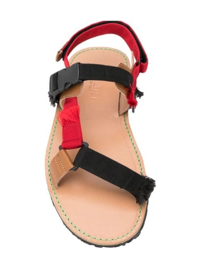 Shop Marni Velcro-straps Sandals In Black