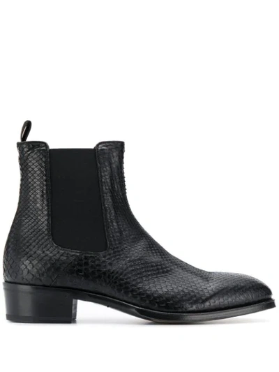 Shop Alexander Mcqueen Textured Ankle Boots In Black