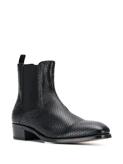 Shop Alexander Mcqueen Textured Ankle Boots In Black