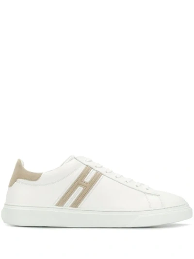 Shop Hogan Two Tone Low Top Sneakers In White