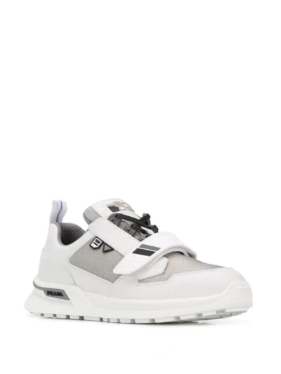 Shop Prada 'mechano' Sneakers In White ,grey