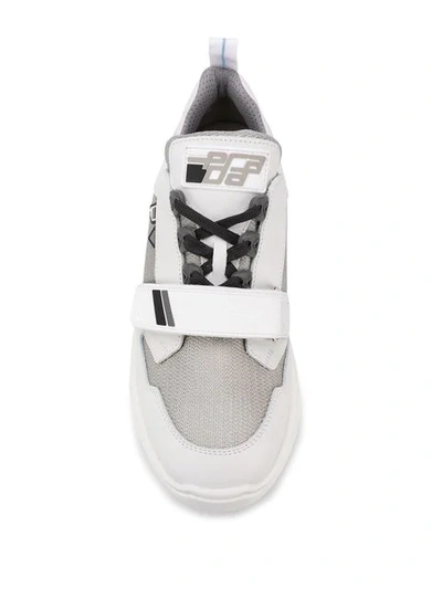 Shop Prada 'mechano' Sneakers In White ,grey