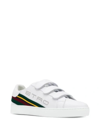 Shop Etro Striped Panel Low-top Sneakers In White
