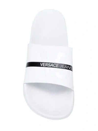 Shop Versace Jeans Logo Sliders - White