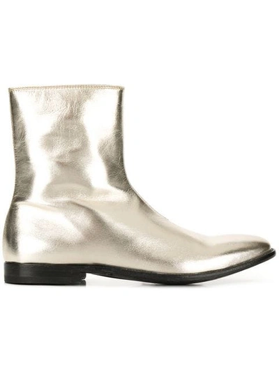 Shop Alexander Mcqueen Metallic Ankle Boots In Gold