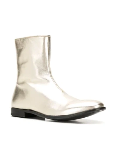 Shop Alexander Mcqueen Metallic Ankle Boots In Gold