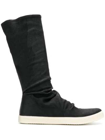 Shop Rick Owens Flat Sole Boots - Black