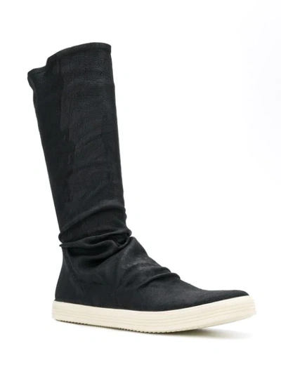 Shop Rick Owens Flat Sole Boots - Black