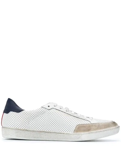 Shop Saint Laurent Court Classic Sl/10 Leather Sneakers In White