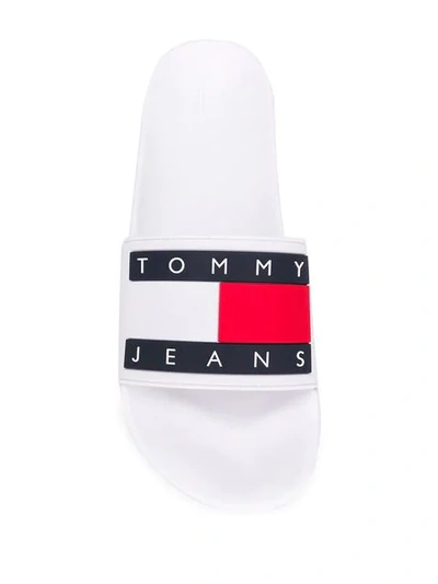 Shop Tommy Hilfiger Logo Patch Slides In White