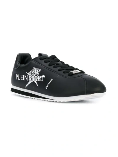 Shop Plein Sport Printed Logo Low Top Sneakers - Black