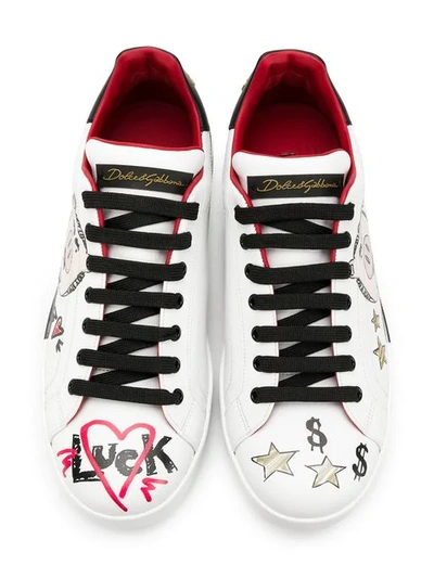 Shop Dolce & Gabbana Portofino Printed Sneakers In White