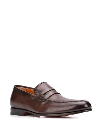 Shop Santoni Slip-on Loafers In Brown