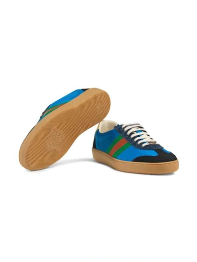 Shop Gucci G74 Nylon Sneaker With Web In Blue