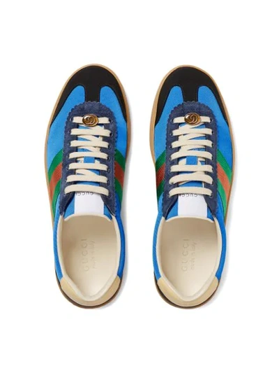 Shop Gucci G74 Nylon Sneaker With Web In Blue