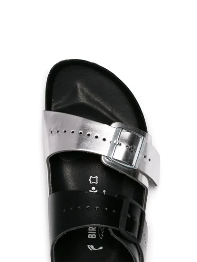 RICK OWENS BLACK AND SILVER BIRKENSTOCK SANDALS - 黑色