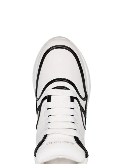 Shop Alexander Mcqueen White And Black Runner Leather Sneakers