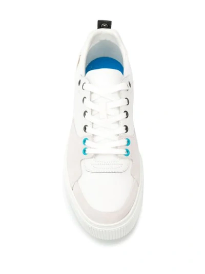 Shop Diesel Lace-up Panelled Sneakers In White