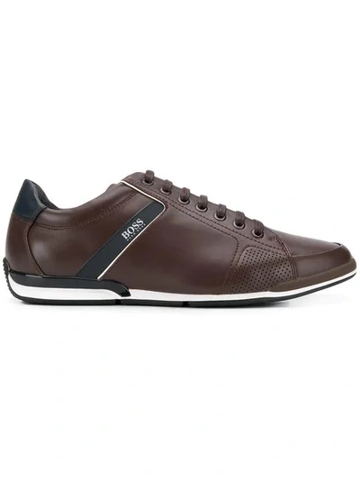 Shop Hugo Boss Saturn Sneakers In Brown